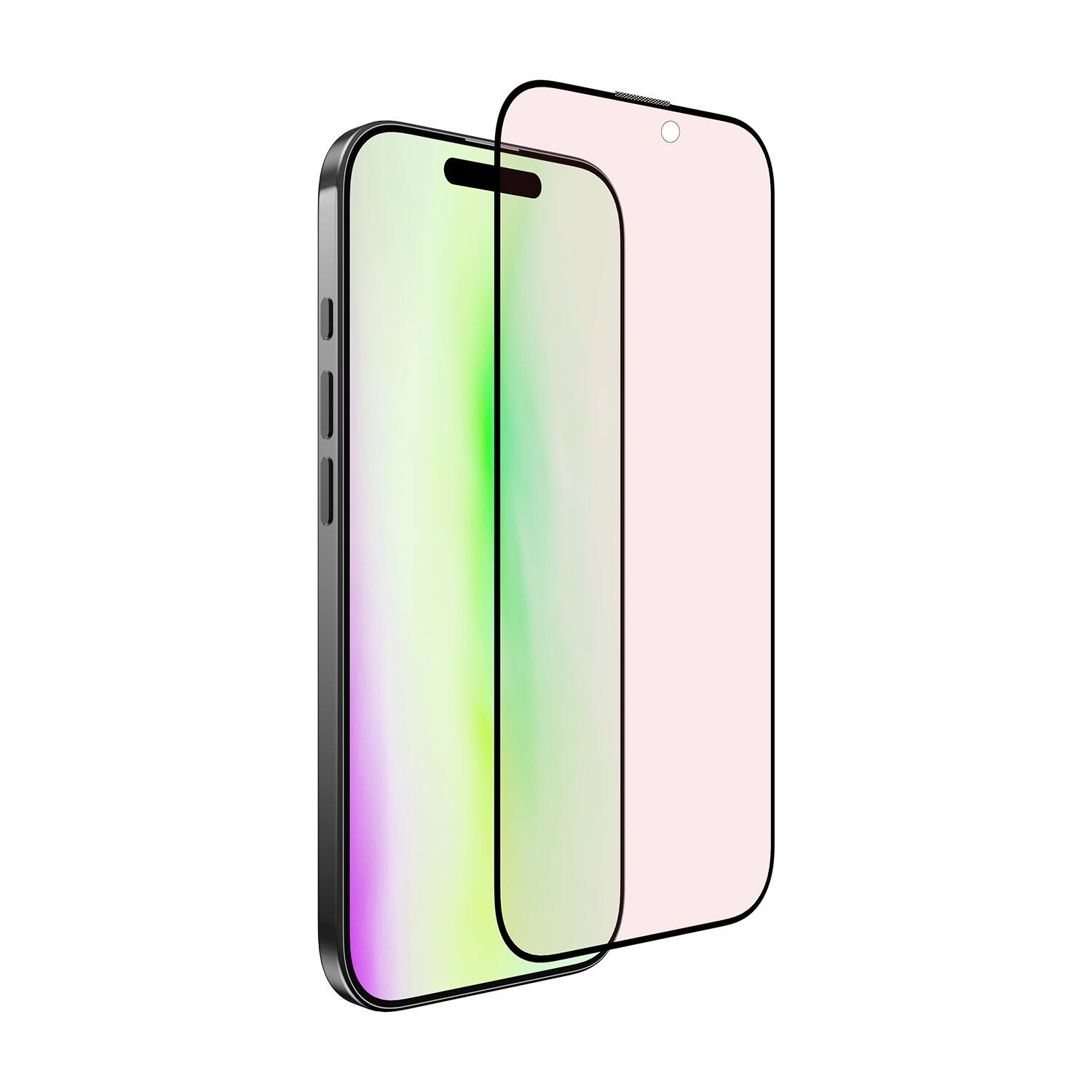 Alt View 1. Mybat Pro - MyBat Pro SkinBarrier Red Light Converting Tempered Glass Screen Protector for Apple iPhone 16/iPhone 15 / 14 Pro - Red - Clear.