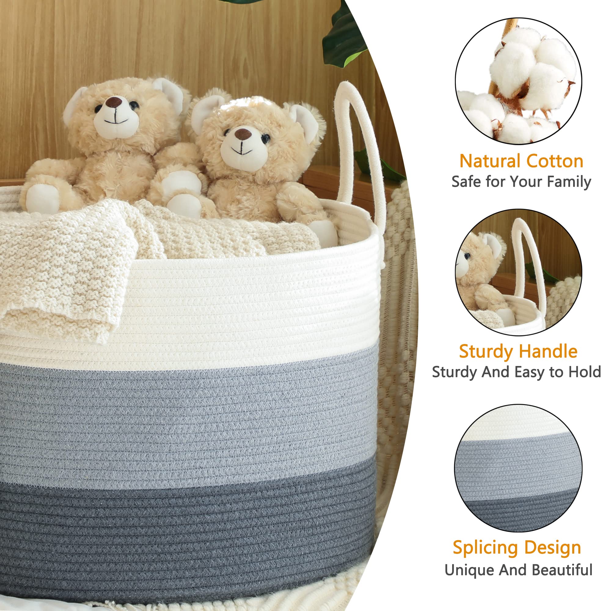 - Natural Cotton
  - Safe for Your Family

- Sturdy Handle
  - Sturdy And Easy to Hold

- Splicing Design
  - Unique And Beautiful