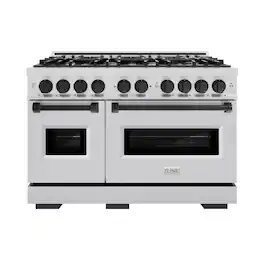 ZLINE - Autograph 48" Classic Double Oven Dual Fuel Range w/ Matte Black Accents (CDRZ-48-MB) - Stainless Steel