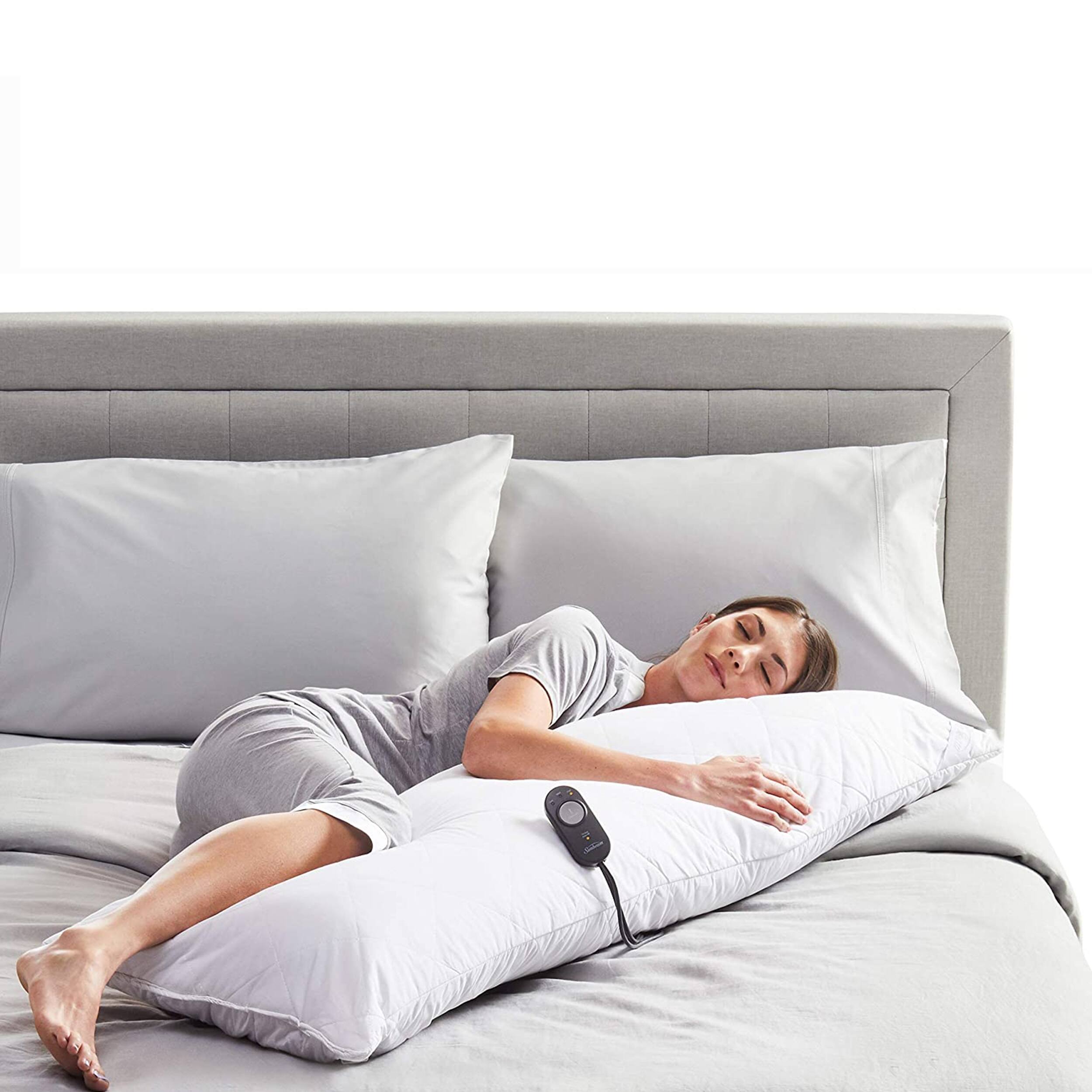 Alt View 2. Sunbeam - Sunbeam 54 Inch Heated Body Pillow with Temperature Controller - White.
