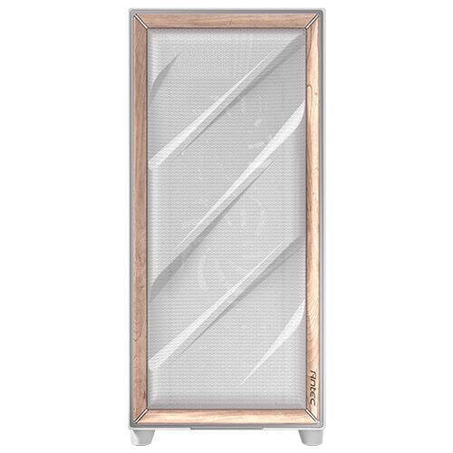 Angle. Antec - FLUX Pro White, 6 x PWM Fans Included, High-Airflow Front Panel With Walnut Wood, Full-Tower E-ATX PC Case - White.