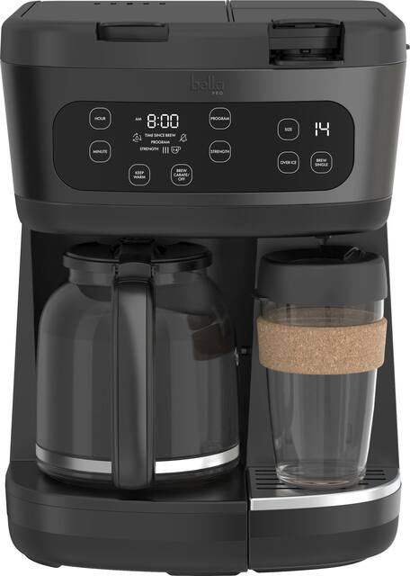 bella PRO - MultiBrew 12-Cup Drip & Single-Serve Coffee Maker - Black Stainless Steel