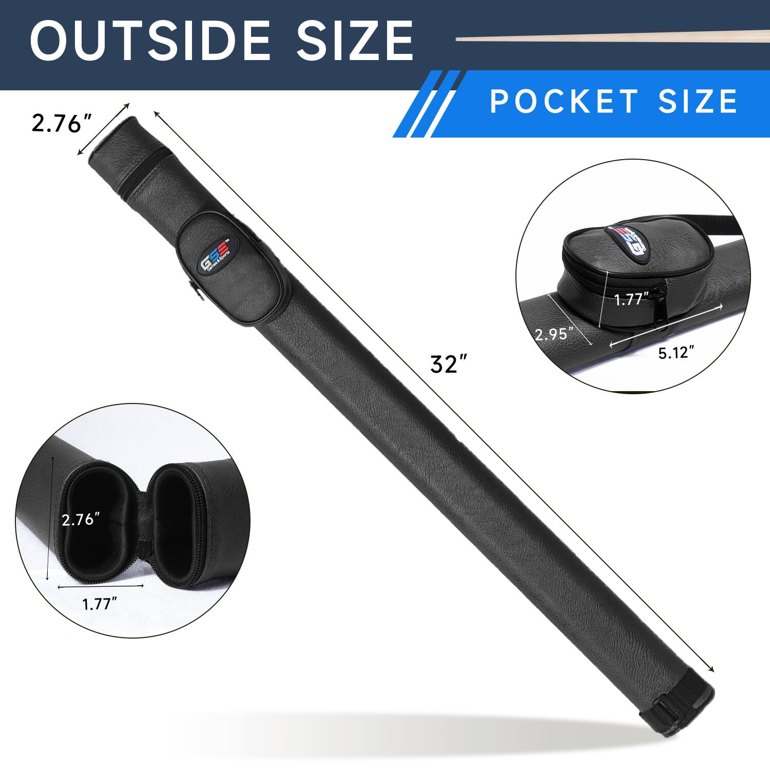 OUTSIDE SIZE: 2.76", 32"
POCKET SIZE: 1.77", 2.95", 5.12"