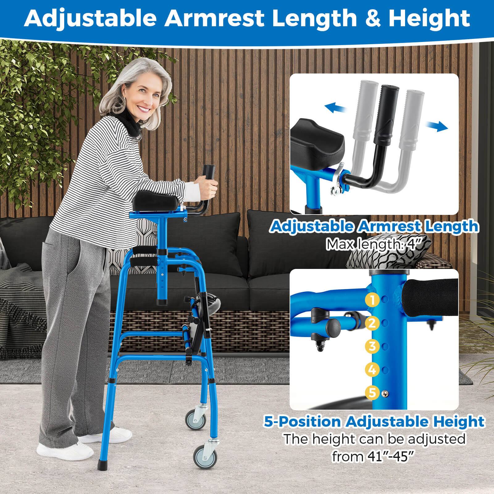 Adjustable Armrest Length & Height
Adjustable Armrest Length
Max length: 4"
5-Position Adjustable Height
The height can be adjusted from 41"-45"