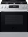 Samsung - 30 in. Wide 5 Burner 6.0 cu. ft. Bespoke Smart Slide-In Gas Range with No-Preheat Air Fry Max - Stainless Steel