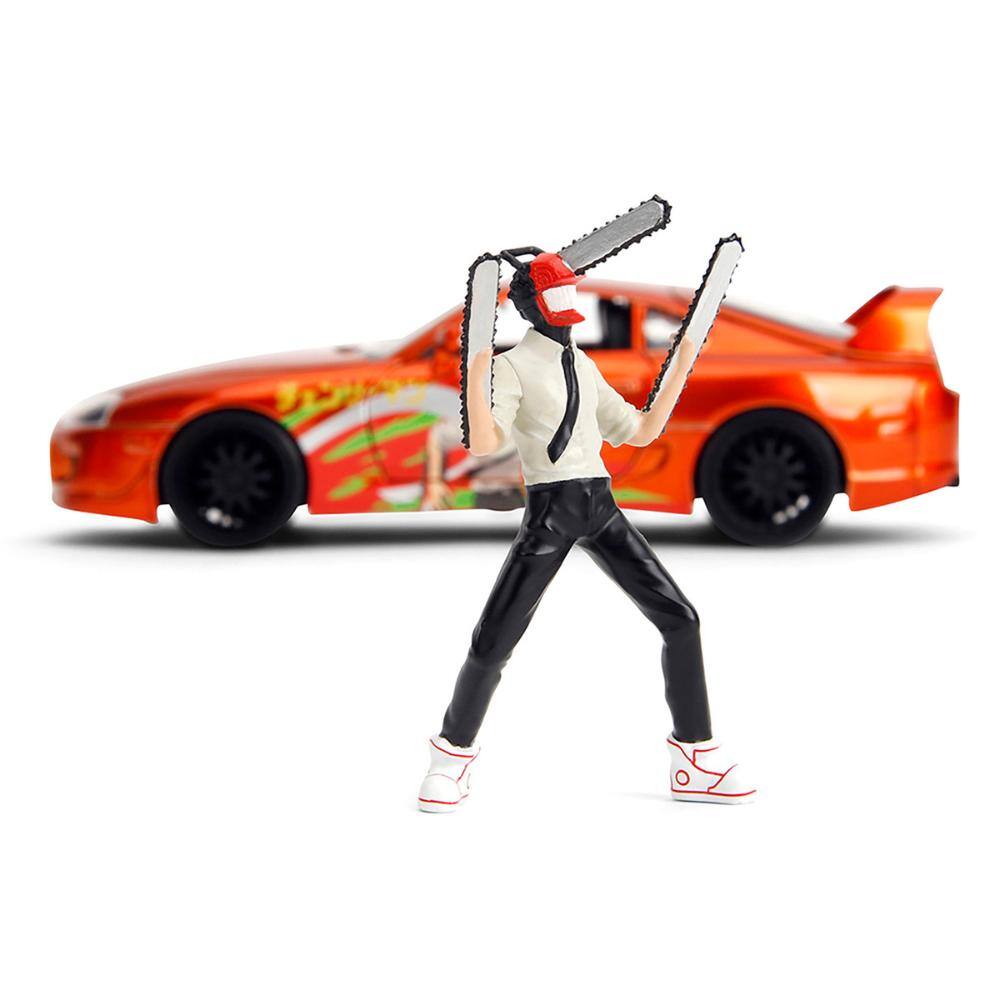 Back. Jada - 1995 Toyota Supra Orange w/ Graphics & Chainsaw Man Figure – Chainsaw Man (2022) Anime Hollywood Rides 1/24 - Orange Metallic.
