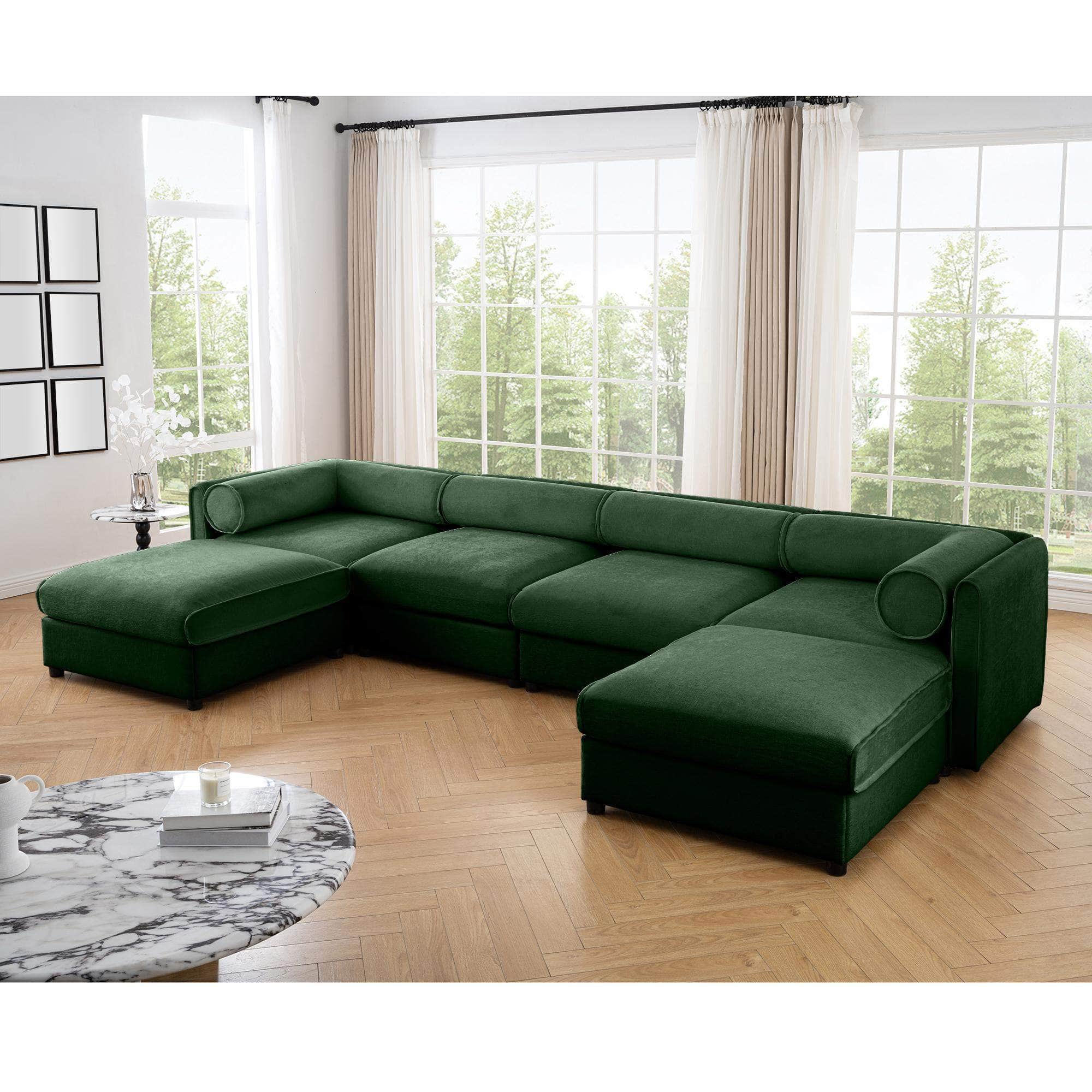 LOVMOR - Modular Sectional Sofa with Storage Extra Large U Shaped Sectional Couch for Living Room Convertible Modular Sofa Couch - Green