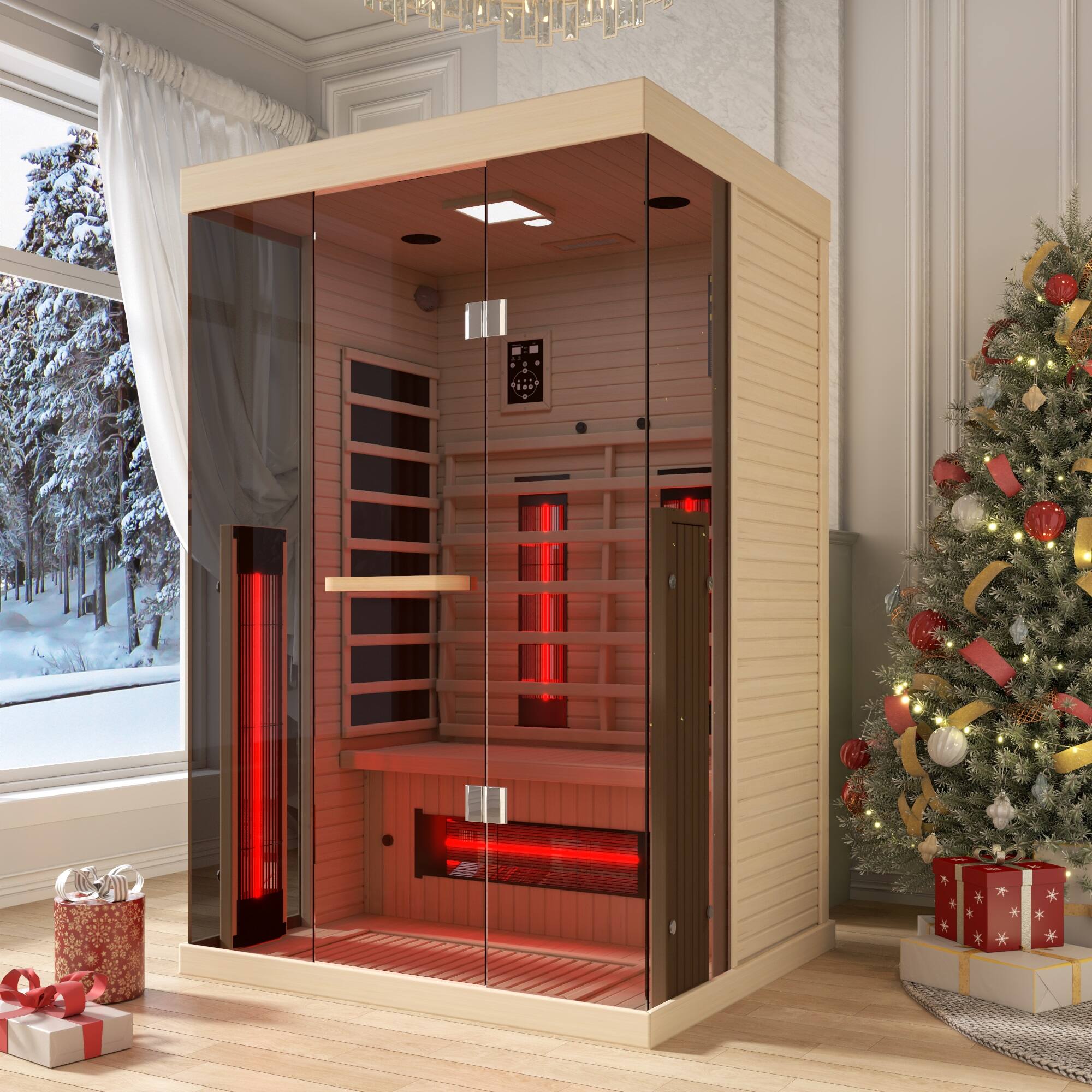 Alt View 7. U-HOMY - U-HOMY - Premium Infrared Sauna 2 Person - Wood Color.