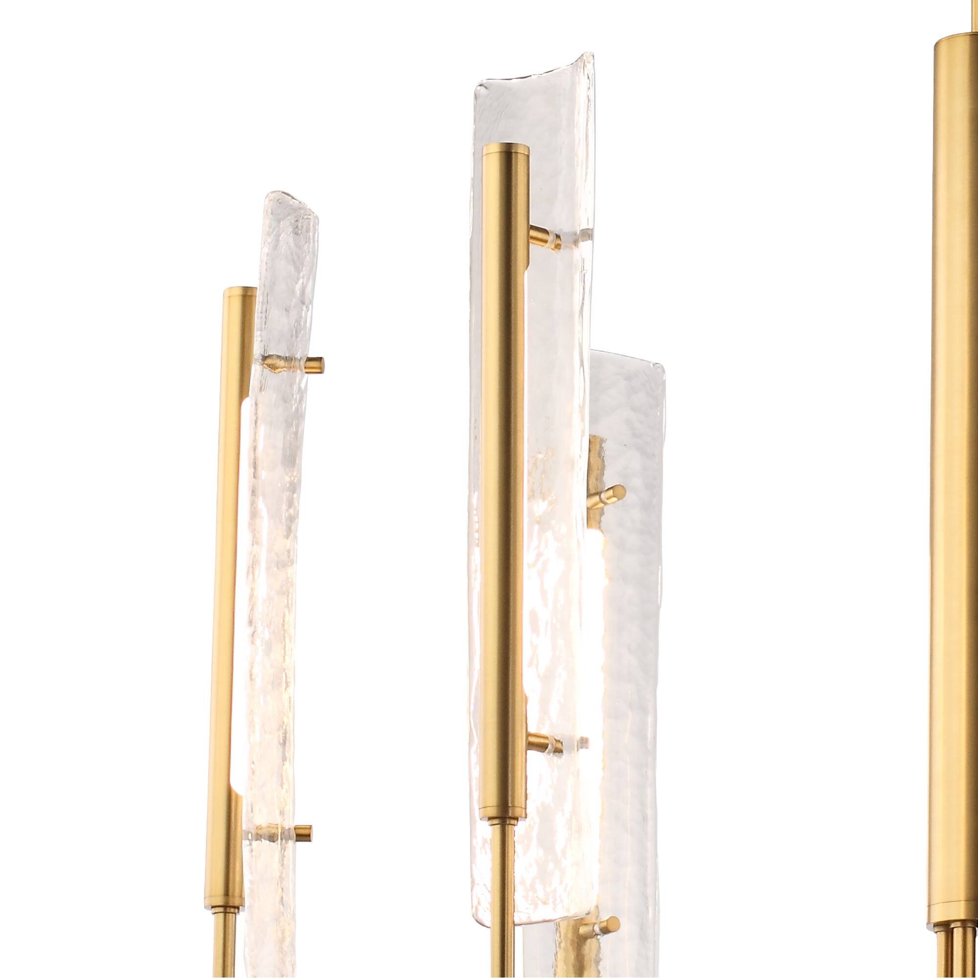 Alt View 2. Perimost - 34'' Modern LED Ceiling Light with Glass Shade and Adjustable Rod - Gold.