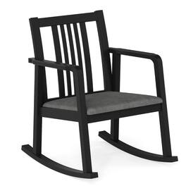 Costway - 1 PCS Rocking Chair with Cushioned Seat, Slatted Back & Curved Armrests for Living Room - Black + Gray