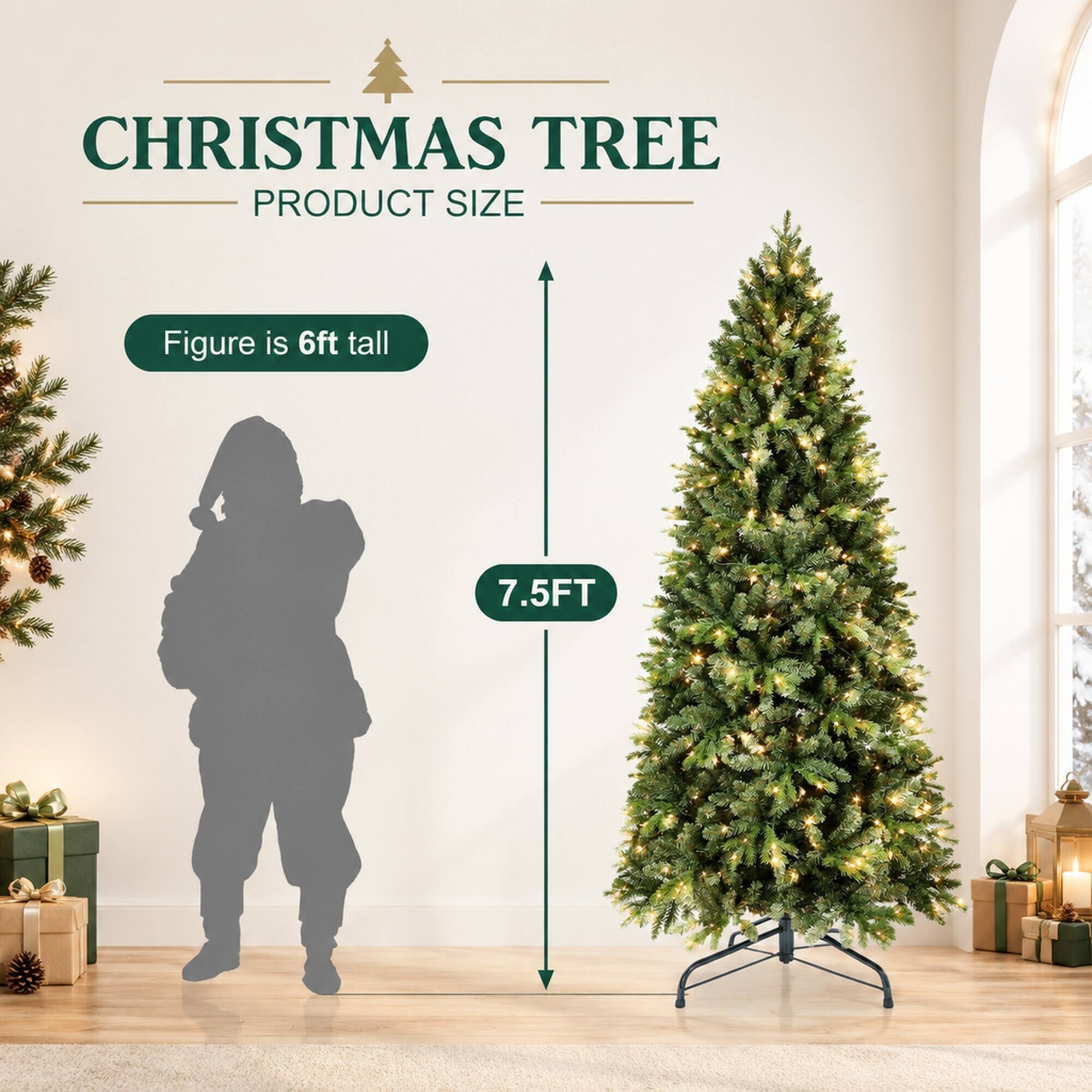 CHRISTMAS TREE  
PRODUCT SIZE  

Figure is 6ft tall  
7.5FT
