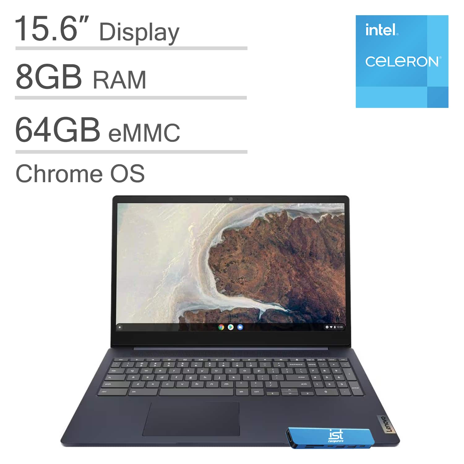 Lenovo - IdeaPad Chromebook 15 15.6" FHD Laptop - Intel Celeron N4500 - IST HUB - 8GB Memory - 64GB eMMC - Chrome OS - Abyss Blue