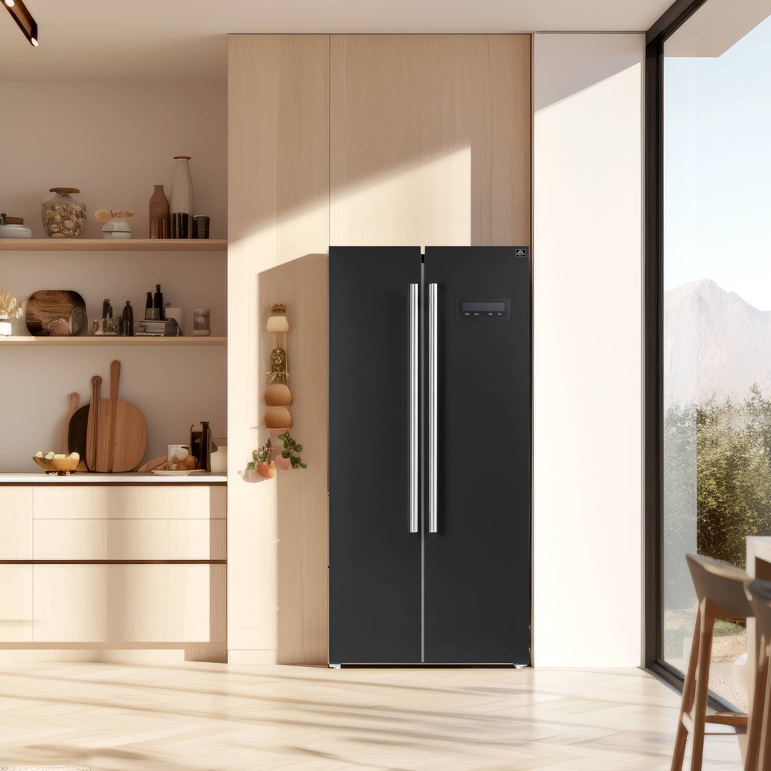Alt View 14. Forno Appliances - Salerno 15.6 Cu. Ft. Freestanding Side-by-Side Refrigerator with Customizable Handles in Antique Brass - Black.