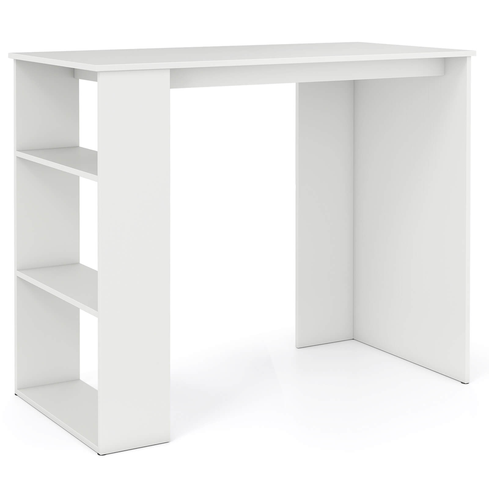 Angle. Costway - Costway 35.5" Compact PC Laptop Desk Modern Style Office Study Desk with Side Storage Shelf White - White.