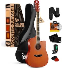 Pyle - Steel String Acoustic Guitar Kit, 4/4 Full - Natural