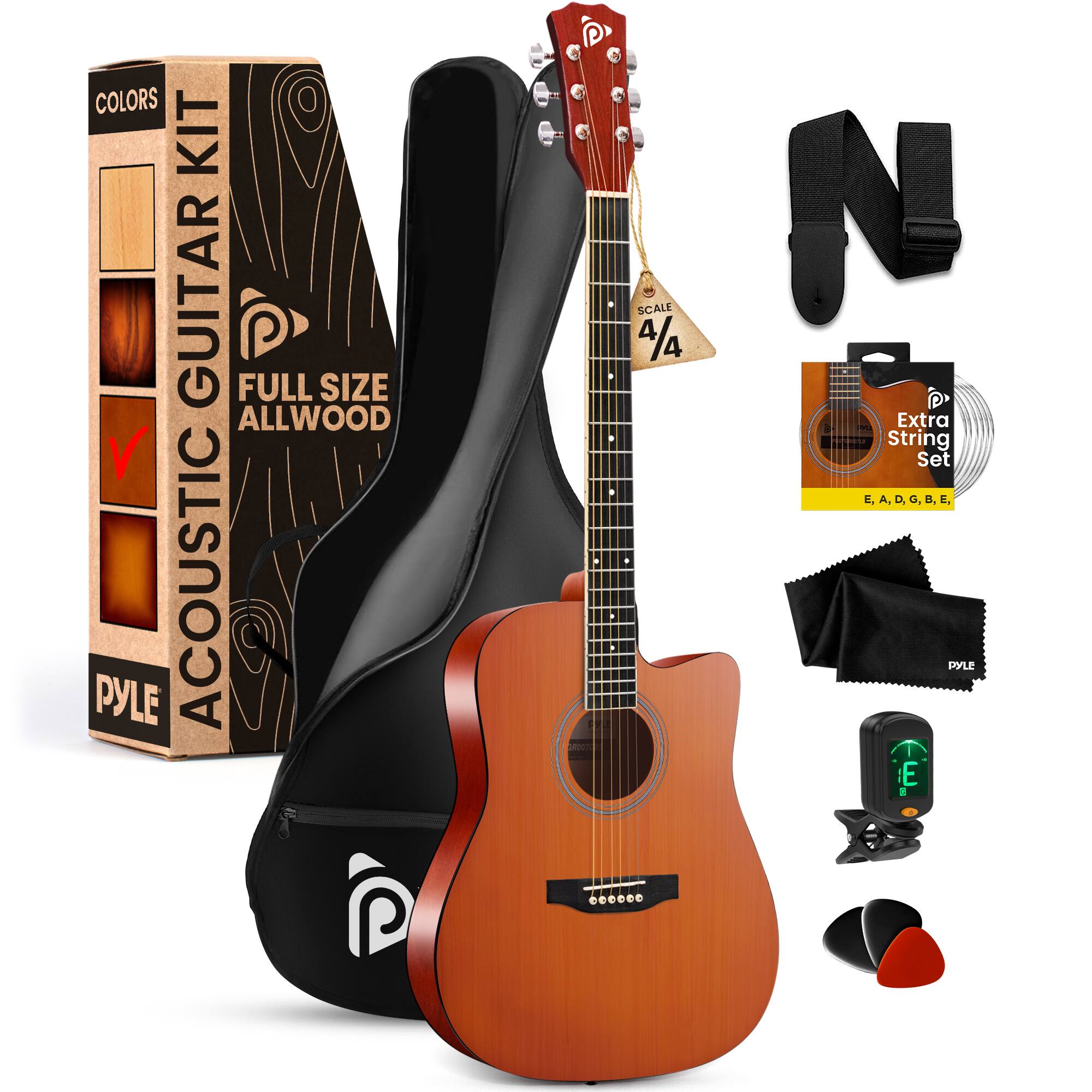 COLORS  
ACOUSTIC GUITAR KIT  
FULL SIZE ALLWOOD  
PYLE  
SCALE 4/4  
Extra String Set  
E, A, D, G, B, E