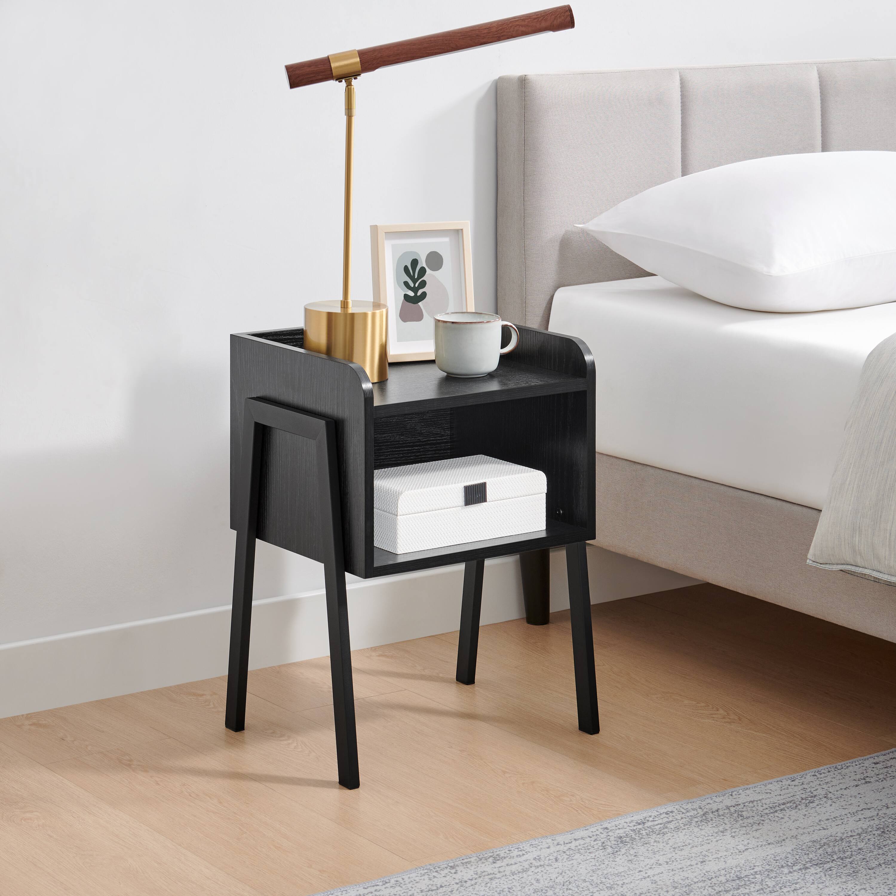 Alt View 1. Danya B - Kazuyo Mid-Century Modern Black Metal Two-Tier End Side Table - Black - Black.