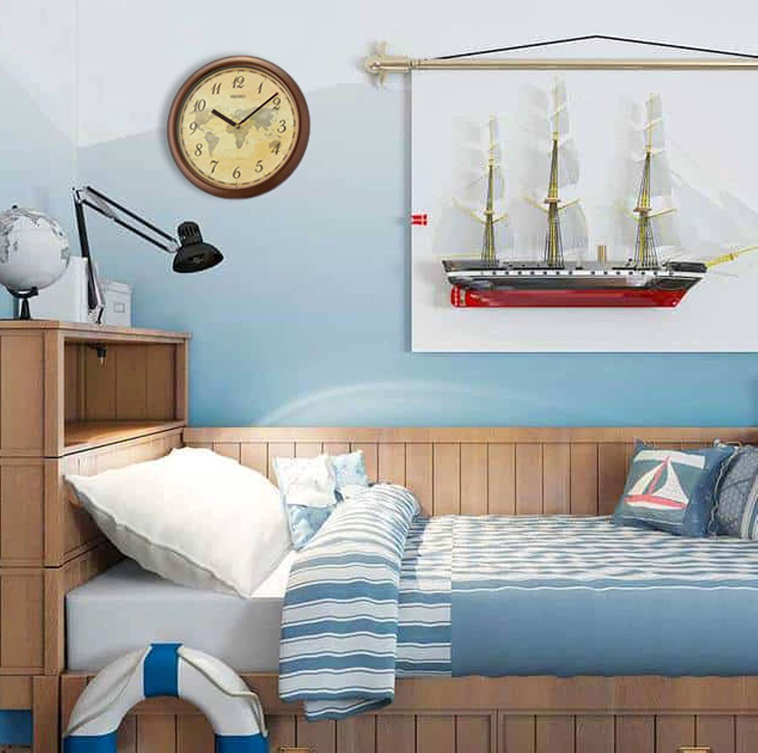 Left. Seiko - Seiko 12" World Globe Wall Clock, Metallic Brown - Metallic Brown.