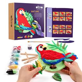 OKTO - 3D Creative Air Dry Clay Kit Macaw, 11.4" x 11.4"