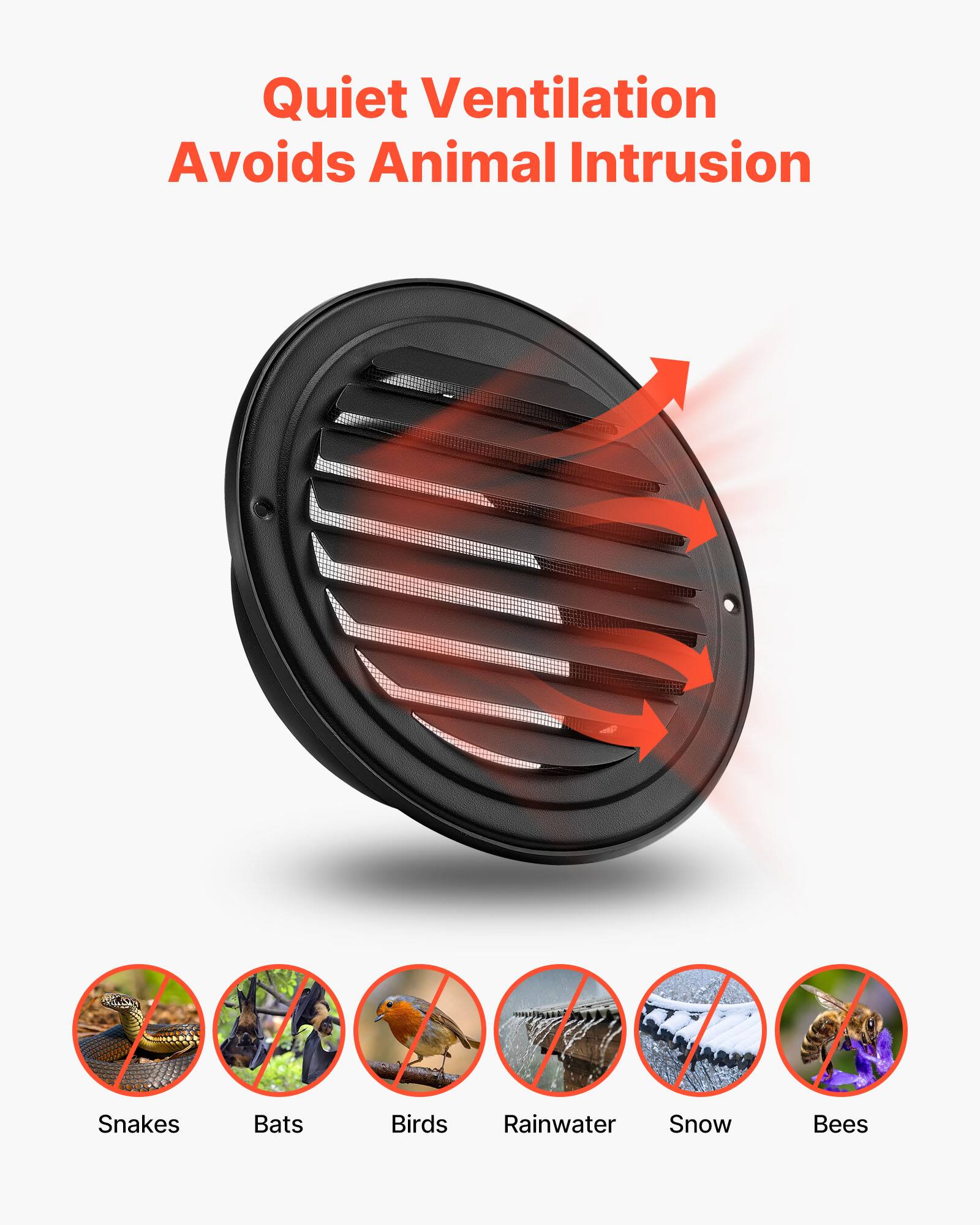 Quiet Ventilation Avoids Animal Intrusion

- Snakes
- Bats
- Birds
- Rainwater
- Snow
- Bees