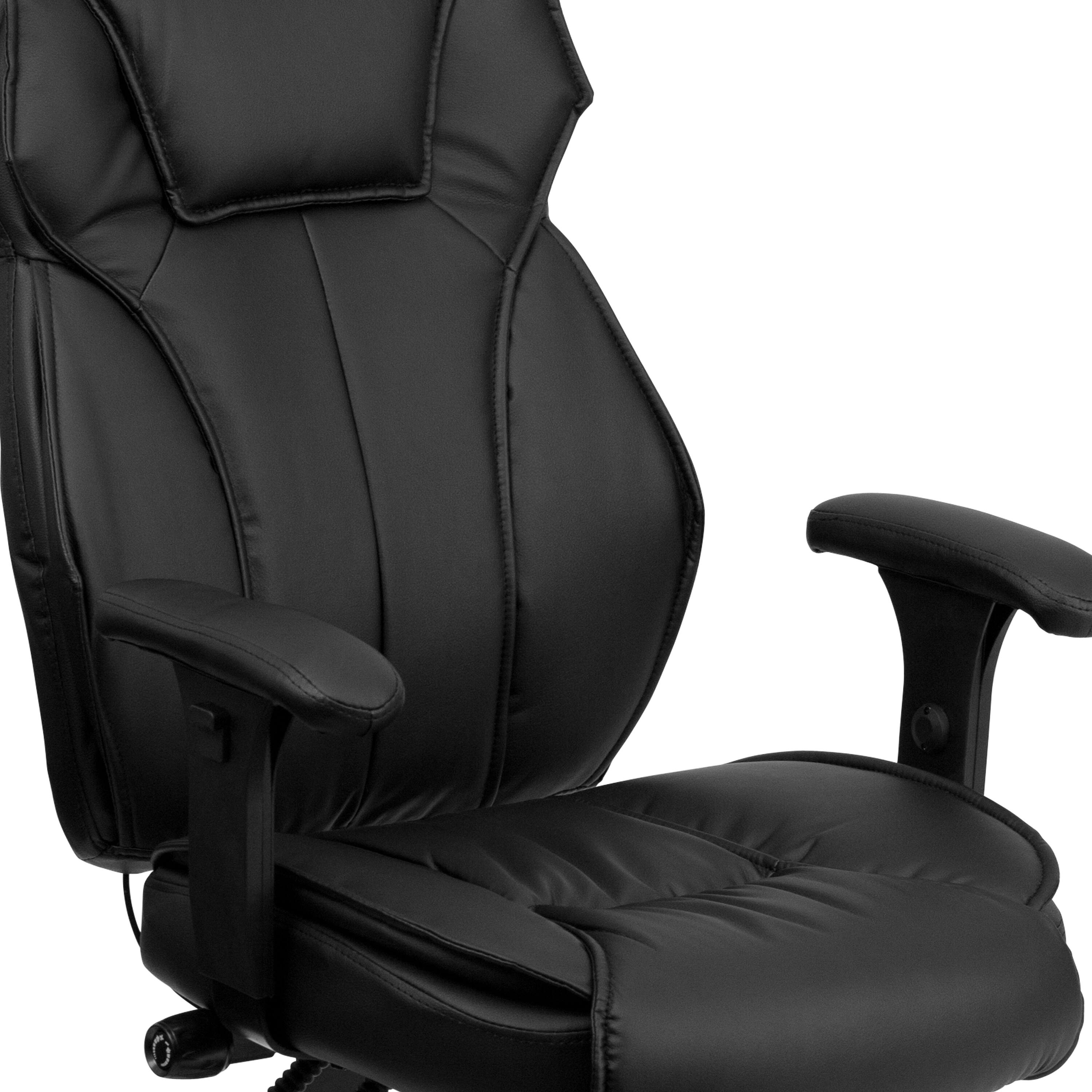 Alt View 8. Emma + Oliver - High Back Leather Multifunction Executive Swivel Ergonomic Office Chair with Lumbar Support Knob with Arms - Black.