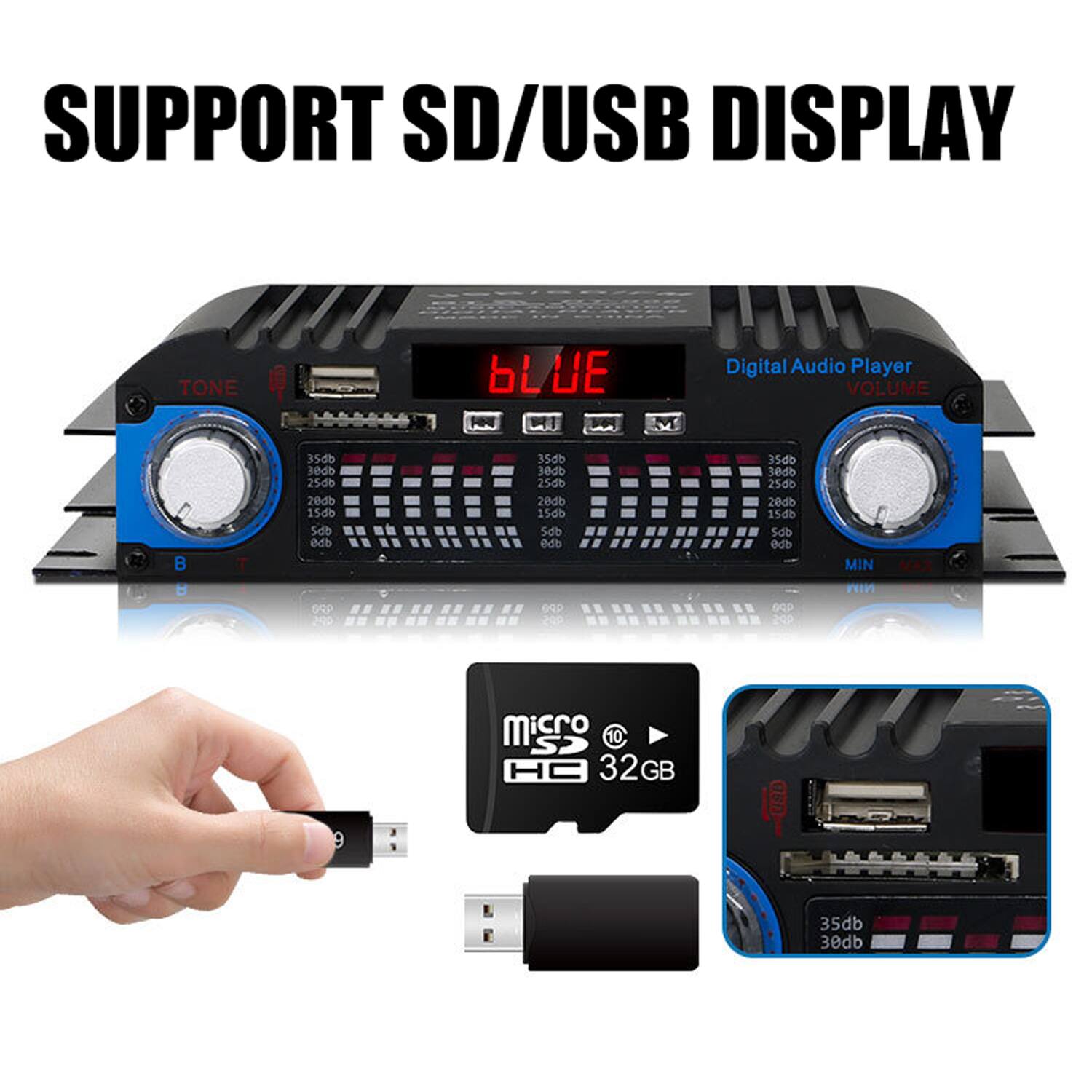 SUPPORT SD/USB DISPLAY

Digital Audio Player

VOLUME

TONE

35db 30db 25db 20db 15db 5db

MIN

32GB USB

35db 30db 25db 20db 15db 5db