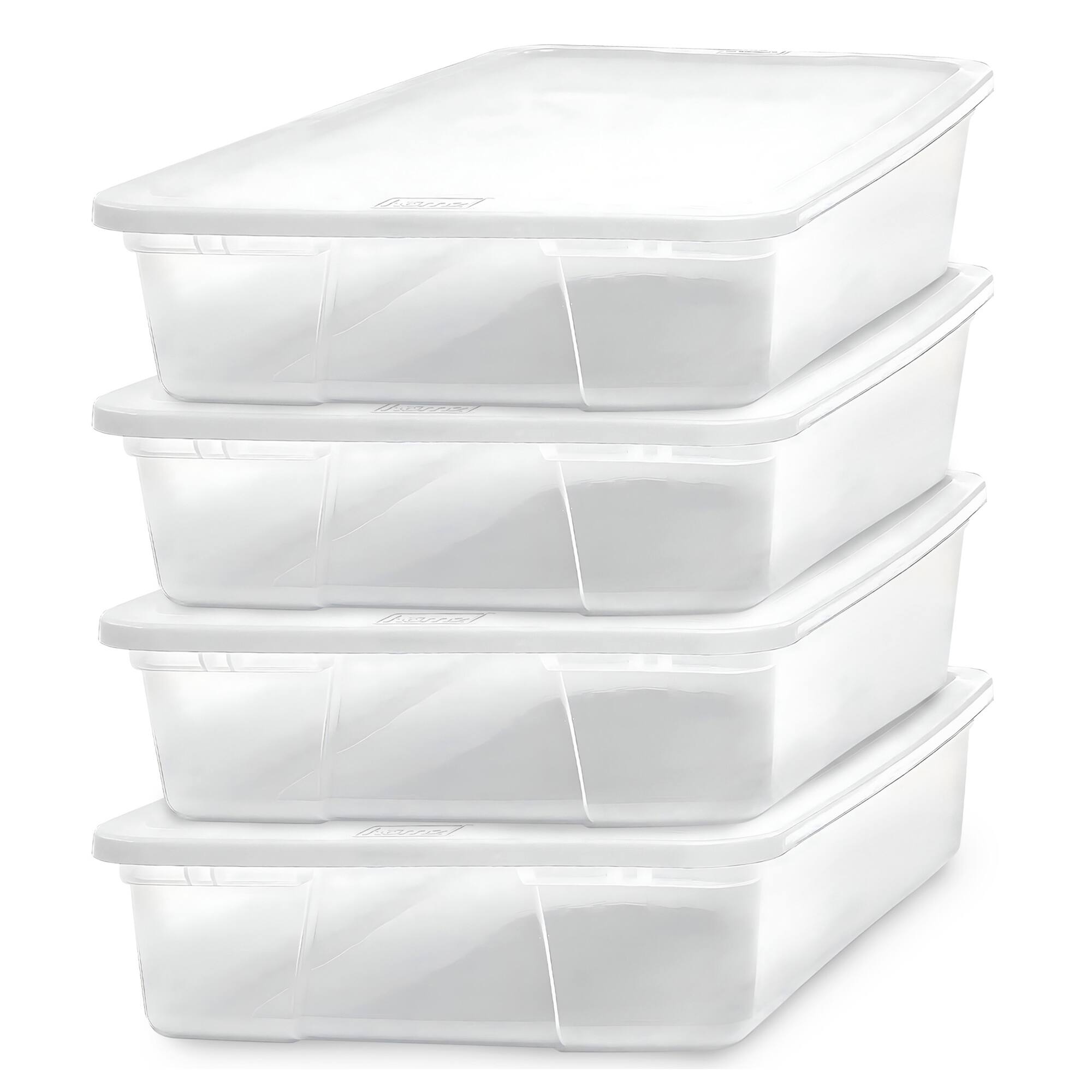 Front. Homz - Homz 28 Qt Snaplock Clear Plastic Storage Container Bin with Secure Lid (4 Pack) - White Lid.