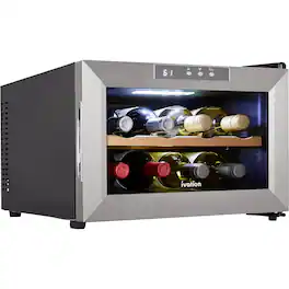Ivation - Premium 8 Bottle Horizontal Thermoelectric Wine Cooler, Quiet Freestanding Wine Fridge - Stainless Steel