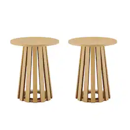 Manhattan Comfort - Layla Scandinavian Modern End Table - Set of 2 - Light Oak