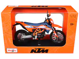 2023 KTM 690 SMC R with Display Base 1/12 Diecast Model by Maisto - Orange and Blue