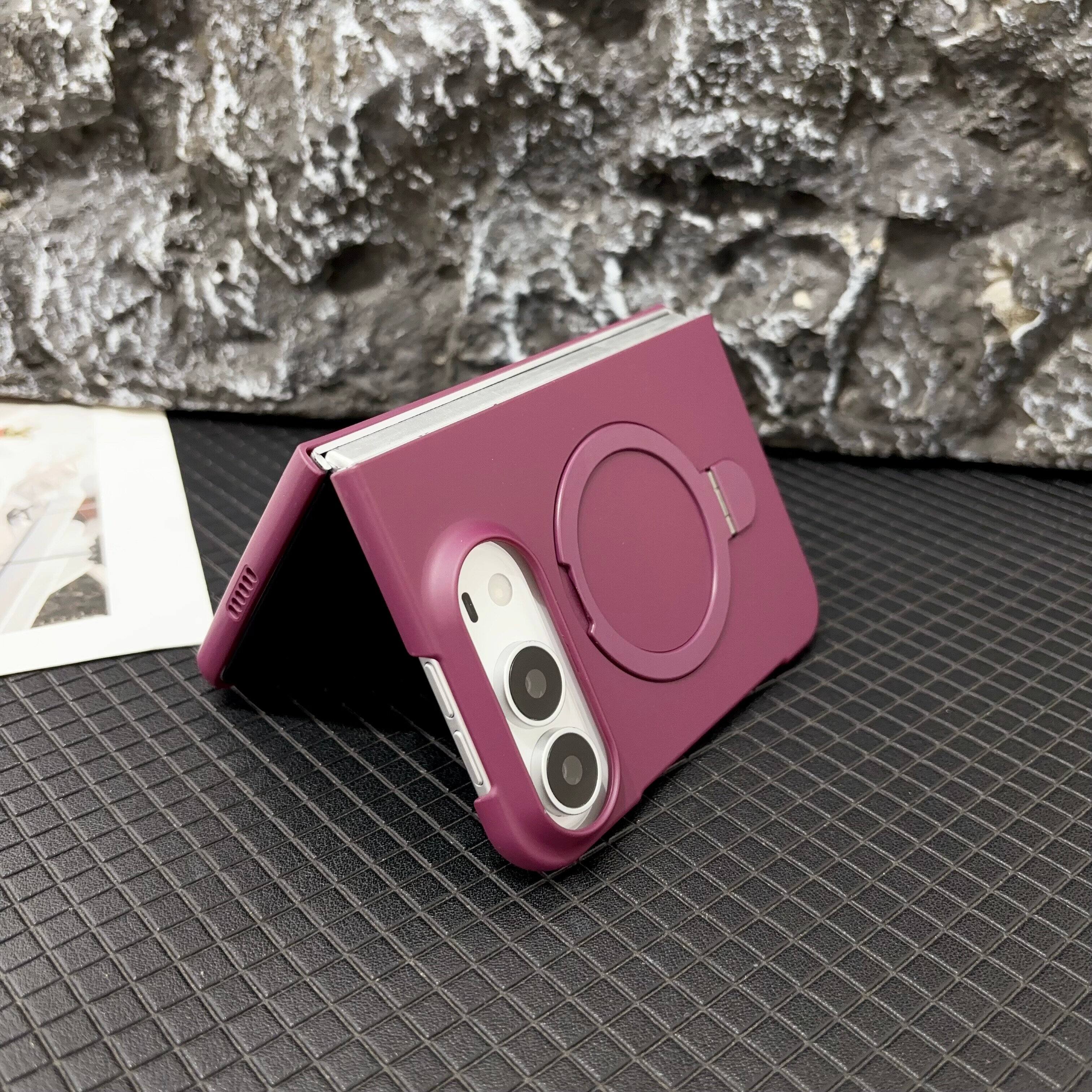 Alt View 1. UUCOVER - Magnetic Kickstand Case for Apple iPhone Duo, Rotating Ring Holder Compatible with MagSafe, Shockproof Slim Matte Cover - Black.