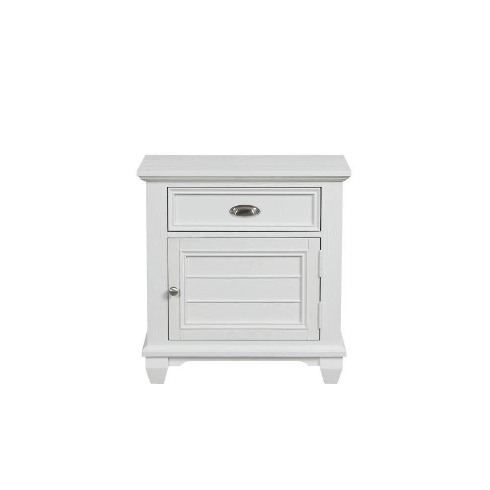 Back. FurniFact - White Solid Wood Night Stand – Elegant End Table for Bedroom or Bedside Use - White.