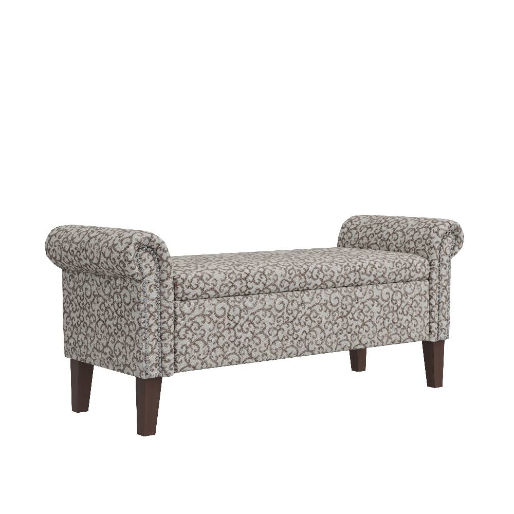 Alt View 2. Ropilly - Ropilly Floral Upholstered Storage Ottoman Bench with Rolled Arms - Floral.