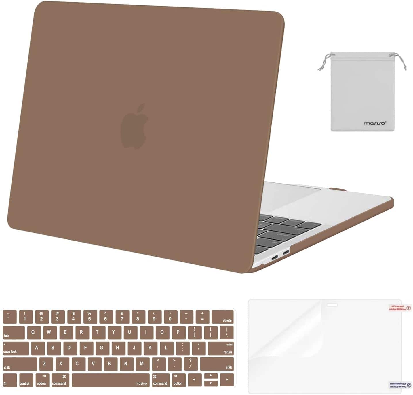 mosiso - MacBook Pro 13" hard shell case with keyboard skins, screen protector and storage bag - Caramel Brown