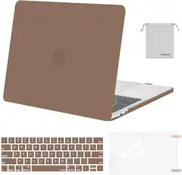 mosiso - MacBook Pro 13" hard shell case with keyboard skins, screen protector and storage bag - Caramel Brown
