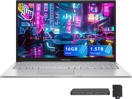ASUS - Vivobook 15.6" FHD Touchscreen Laptop,Intel i7-1355U,16GB RAM,1TB SSD+512GB Dock Station,Win 11 - Silver
