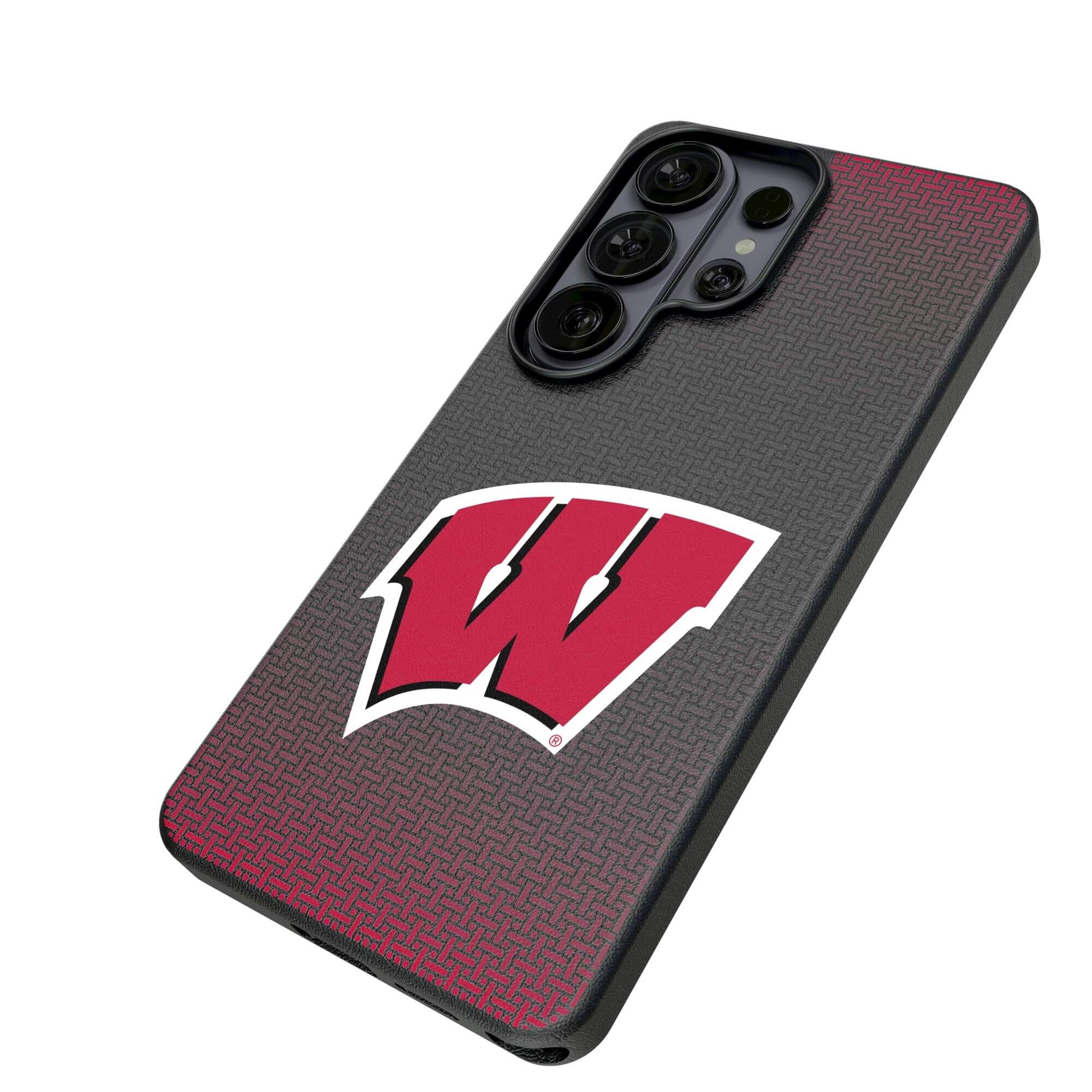 Alt View 1. Keyscaper - Wisconsin Badgers Linen Galaxy Magnetic Bump Case - S24 - Black.