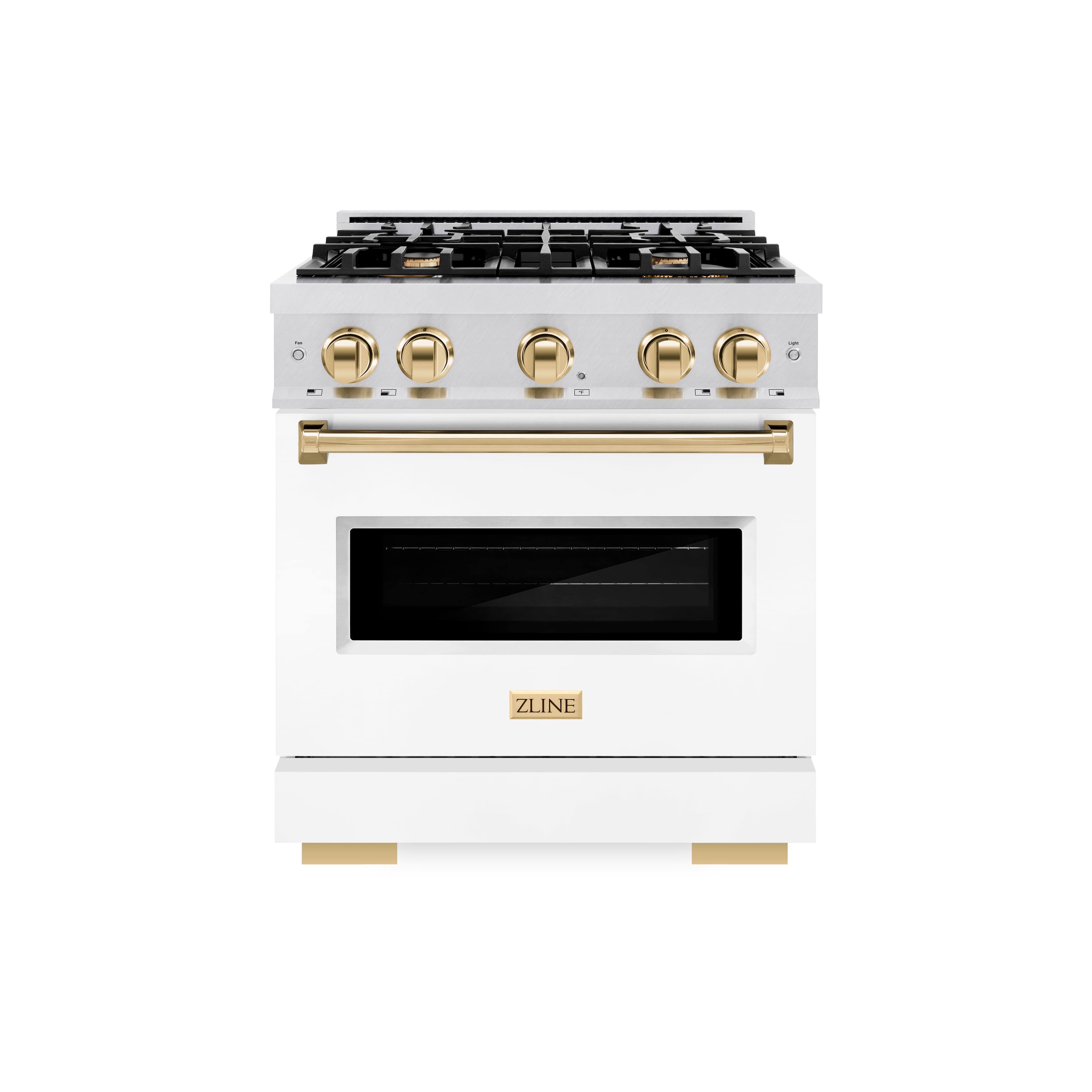 ZLINE - Autograph 30 in. Classic Dual Fuel Range with White and Gold Accents (CDRSZ-WM-30-G) - White - Front_Zoom