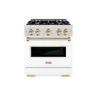 ZLINE - Autograph 30 in. Classic Dual Fuel Range with White and Gold Accents (CDRSZ-WM-30-G) - White - Front_Zoom