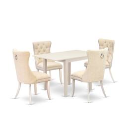 East West Furniture - 5 Piece Dining Table Set - White
