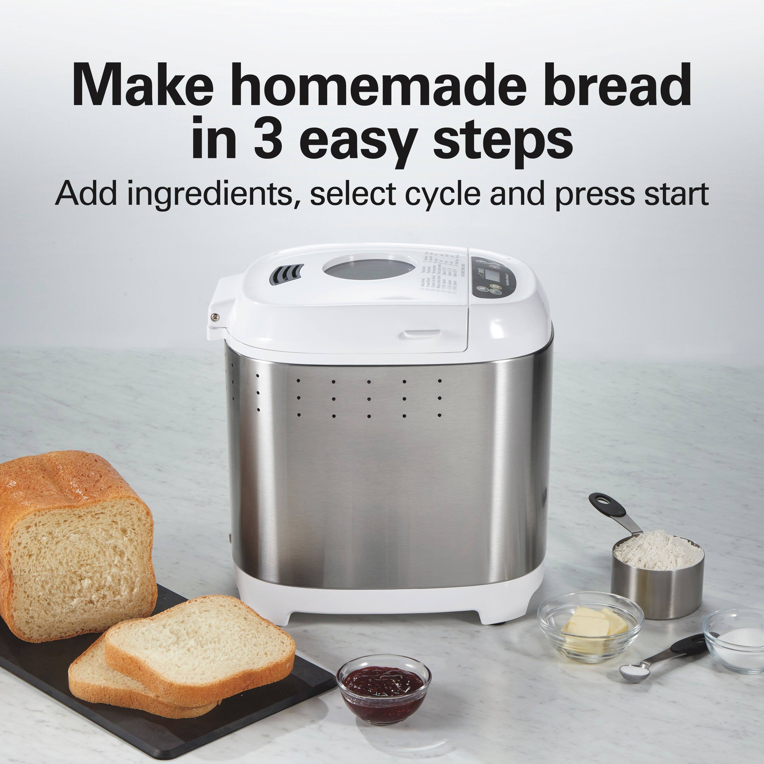 Make homemade bread in 3 easy steps  
Add ingredients, select cycle and press start