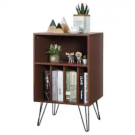 Gymax - File Cabinet W/Split Storage Standing Display Bookshelf Bedroom - Brown