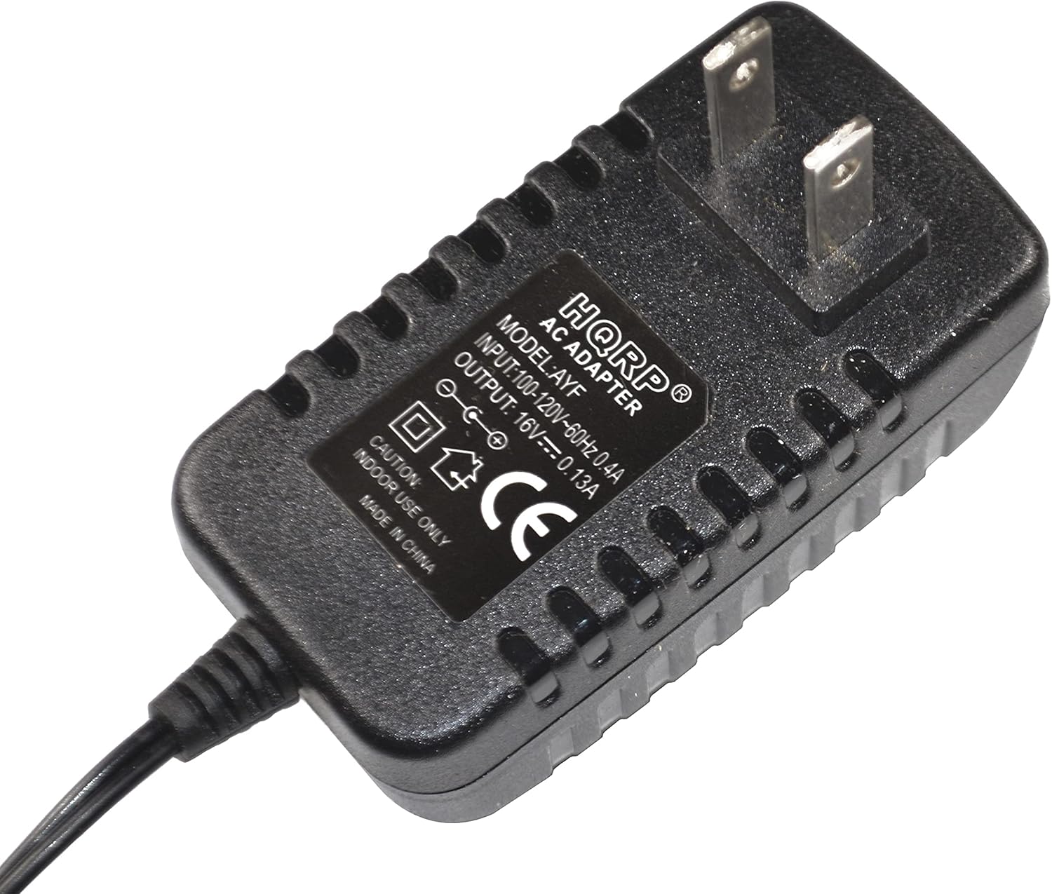 AC INPUT: 100-120V~60Hz 0.4A  
OUTPUT: 16V=0.13A  
MODEL: AYF HQRP  
INDOOR USE ONLY  
MADE IN CHINA
