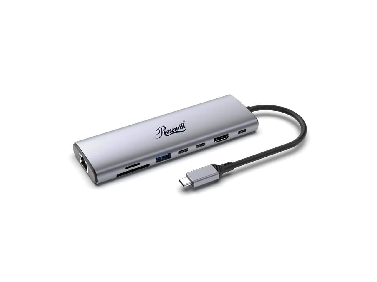 Rosewill - 8-in-1 USB-C Hub, 4K HDMI 2.0, 10Gbps USB-A, for MacBook, Dell, Lenovo, HP, RHUB-M8