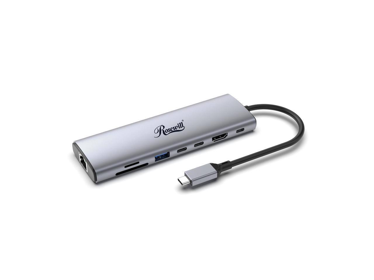 Front. Rosewill - Rosewill 8-in-1 USB-C Hub, 4K HDMI 2.0, 10Gbps USB-A, for MacBook, Dell, Lenovo, HP, RHUB-M8.