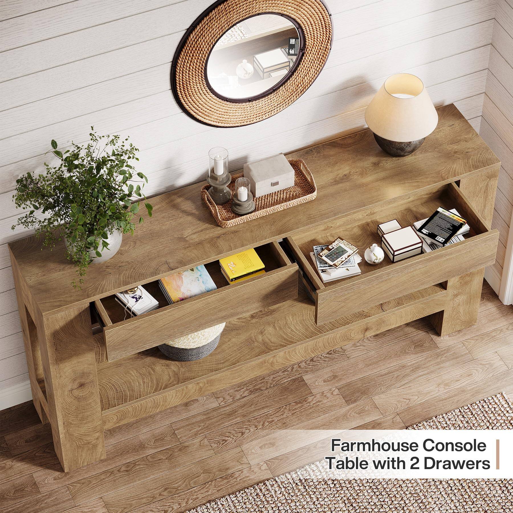 Farmhouse Console Table with 2 Drawers