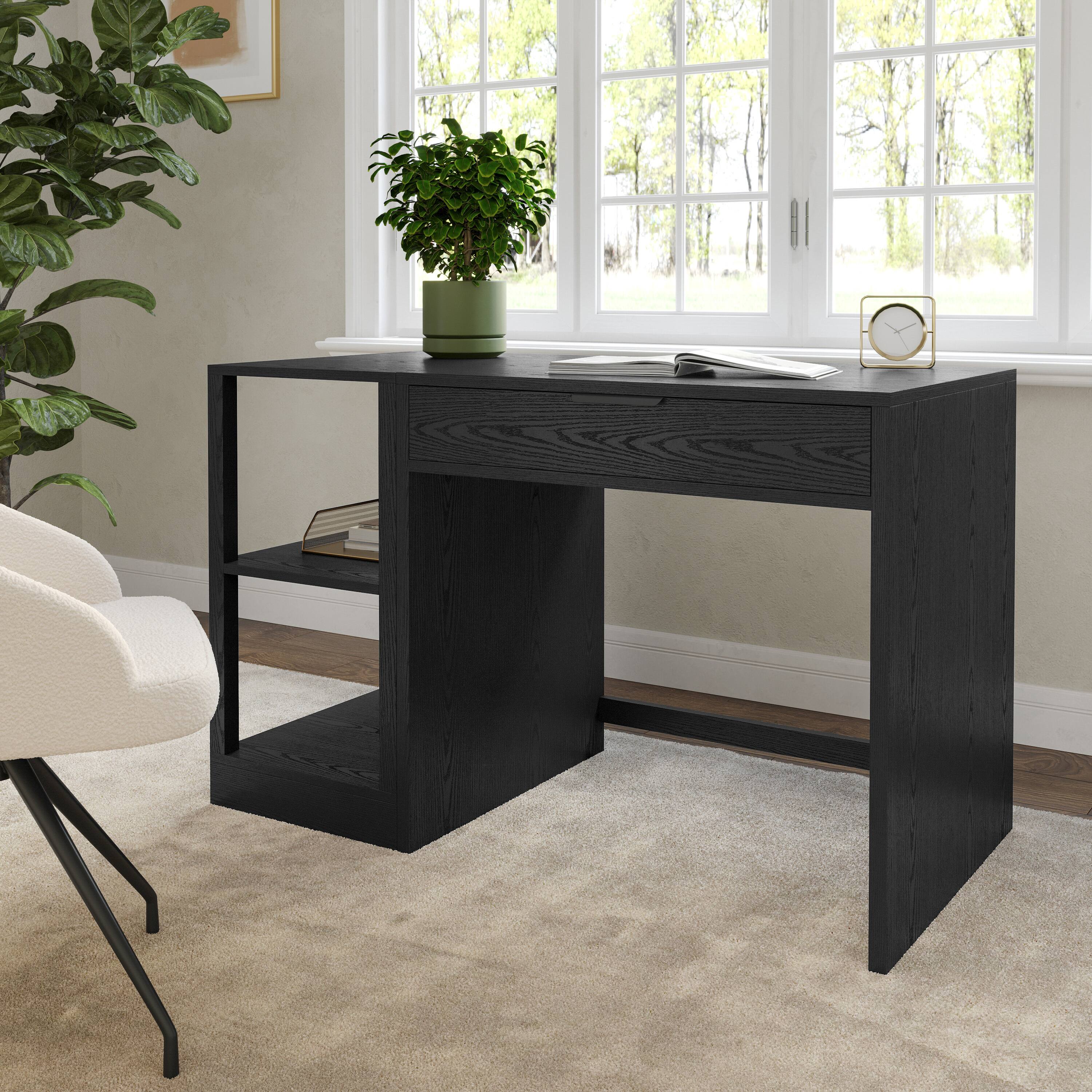 Alt View 4. Martha Stewart - Kayden Home Office Modular 2 Tier Open Bookshelf - Black.