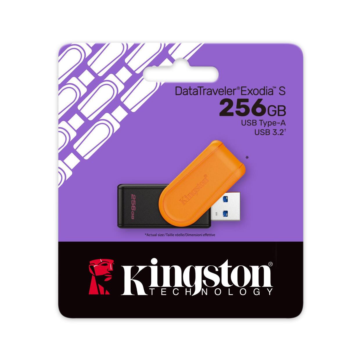 DataTraveler® Exodia™ S  
256GB  
USB Type-A  
USB 3.2  

*Actual size/Taille réelle/Dimensioni effettive  

Kingston® TECHNOLOGY