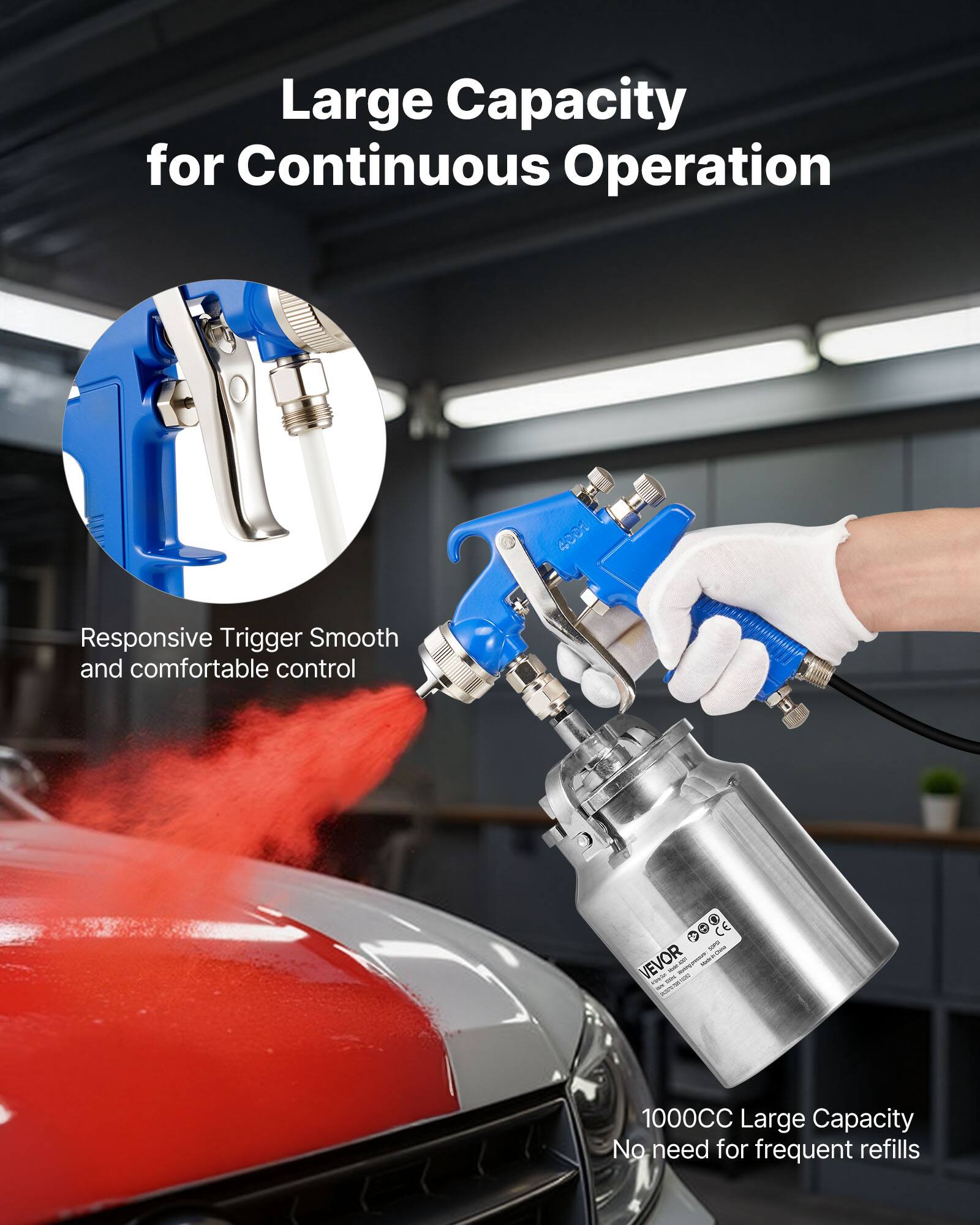 Large Capacity for Continuous Operation

Responsive Trigger Smooth and comfortable control

1000CC Large Capacity No need for frequent refills