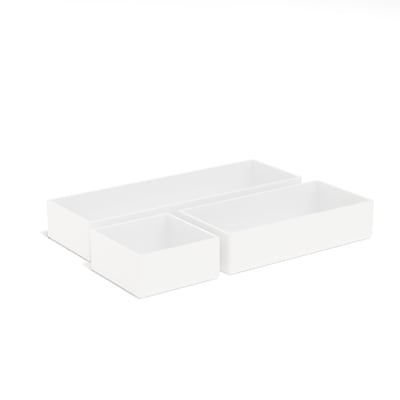 Alt View 1. TRU RED - 3 Piece Plastic Drawer Organizer - White.